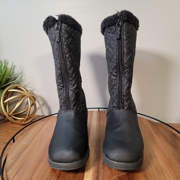 Totes Jonie Womens Black Waterproof Winter Boots Front Zip Insulated Size 8 - Picture 4 of 17